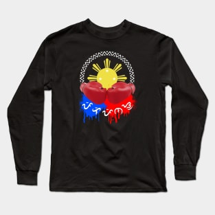 Philippine Sun x Boxing gloves / Baybayin word Pilipinas (Philippines) Long Sleeve T-Shirt